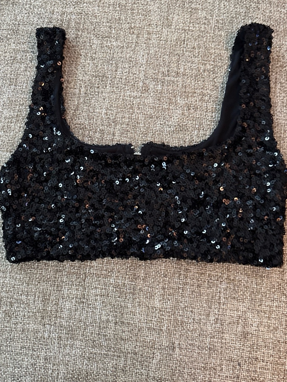 Forever 21 Black Sequin Crop Tank Top